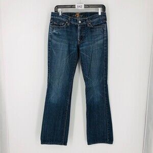 7 For All Mankind Womens Blue 100% Cotton Button 5-Pockets Bootcut Jeans Size 28